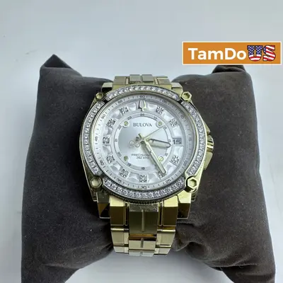 Bulova Icon $2395 62 Diamonds 0.84ctw Gold Tone 40mm Watch 98J120 at Watches, Parts & Accessories in excellent condition